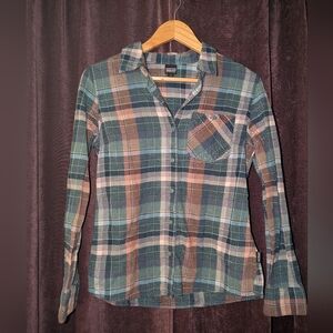 PATAGONIA Heywood Flannel Shirt Women Green Plaid Shirt Organic Cotton